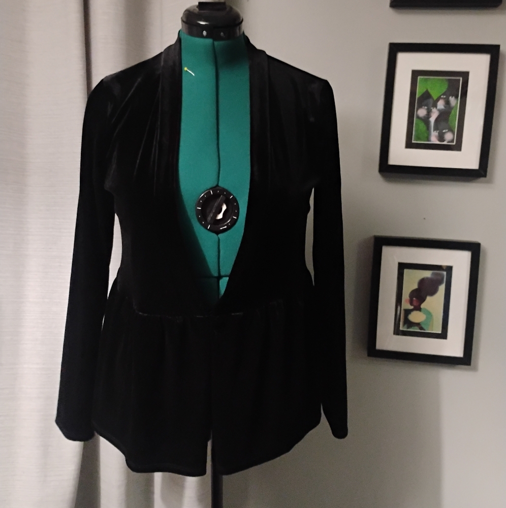 Modcloth Luxe The Part Soft Draped Black Velvet Blazer Sz M - Picture 16 of 16